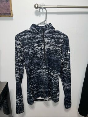 Nike Black & Gray Marble-Print Dri-FIT Half-Zip Jacket